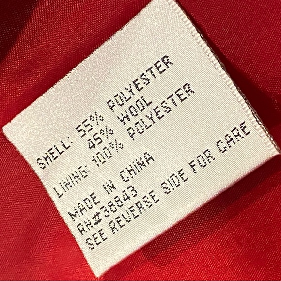 Larry Levine Wool Blend Coat Women’s Size M Red Funnel Neck Button Down Pockets - Picture 7 of 15